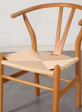 北欧实木餐椅y椅家用新中式休闲靠背扶手实木餐椅书房洽谈阳台椅