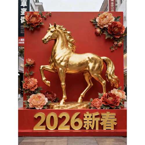 装饰品元旦春节步行街场景布置马年商业美陈大型春节拍照