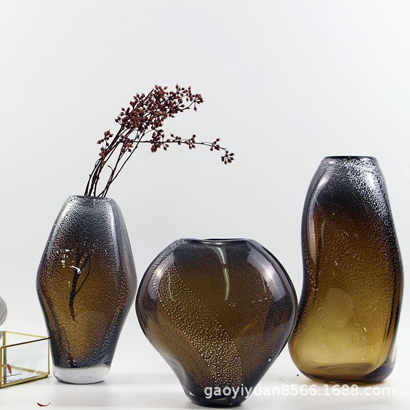 简约现代玻璃花器装饰花瓶摆件插花水培家居客厅样品间餐厅玻璃