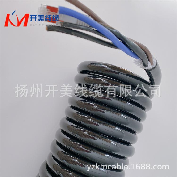 机械舞台弹簧线插头螺旋电缆伸缩电缆线3芯电源线+超六类网线