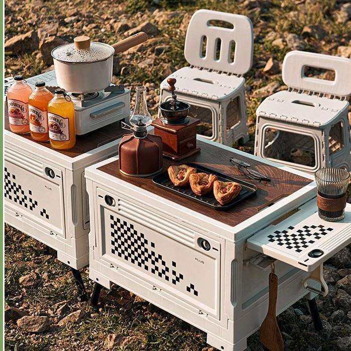 户外露营装备用品收纳箱子汽车后备箱折叠免安装车载用品收纳桌