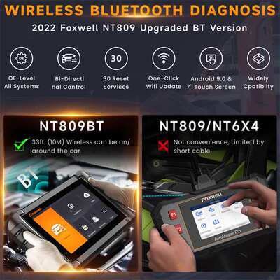 FOXWELL NT809BT 2022无线全系统双向扫描工具OBD2扫描仪诊断工具