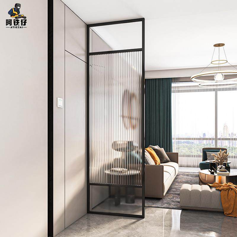 现代简约艺术钢化玻璃屏风客厅餐厅洗手台办公室轻奢客厅屏风隔断