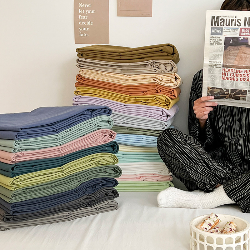 全棉纯色水洗棉床单单件100纯棉裸睡被单宿舍单人枕套2三件套双人,床上用品,床单,淘宝优惠券,粉丝福利购,淘宝优惠卷