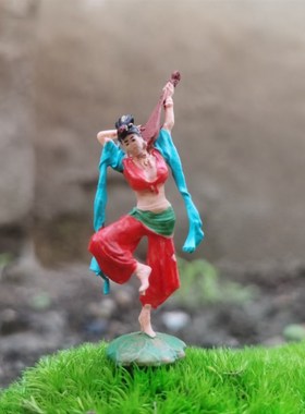 古代微景观人物江湖少年郎吹箫古筝琵琶敦煌舞女盆景指尖装饰摆件