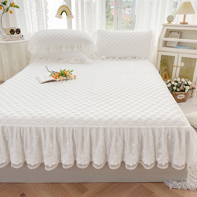 韩式公主风床裙床罩单件白色夹棉加厚蕾丝花边床围裙床盖套四季款,床上用品,床裙,淘宝优惠券,粉丝福利购,淘宝优惠卷