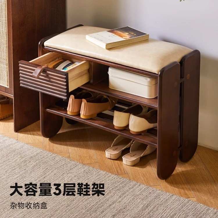实木换鞋凳家用门口穿鞋凳软包凳鞋架可坐式进门凳子入户坐凳一体