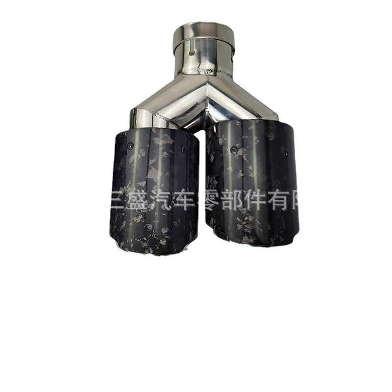 厂家直供缎纹款一出二Y型碳纤维尾嘴适用汽车改装排气管 四出尾喉