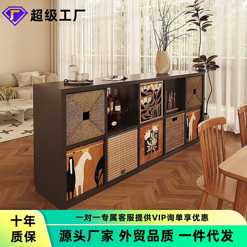 黑色卡莱克格子柜一体靠墙八格柜书柜置物柜卧室柜子床边柜储物柜