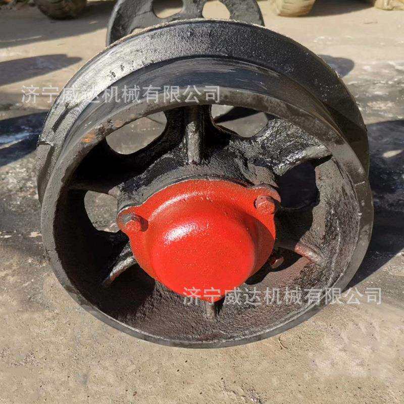 煤矿运输轨道轮300mm翻斗式矿车轮对实心平板车轮防水防尘蒙头轮