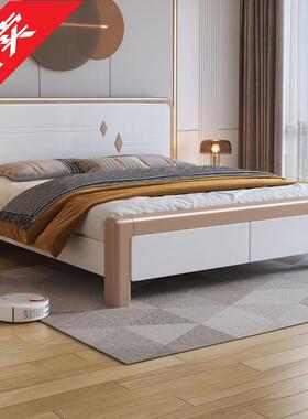 ir实木床现代简约1.8米出租房经济型双人床主卧1.5米单人床卧室婚