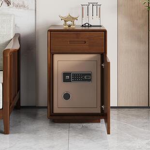实木床头柜保险柜一体家用小型储物柜智能指纹密码锁隐藏式保险箱