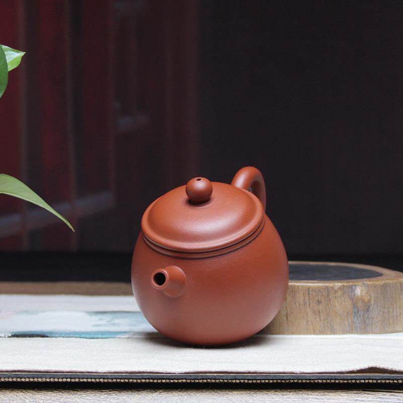 宜兴迷你紫砂壶纯手工原矿朱泥巨轮珠家用小茶壶一人饮茶具 160ml