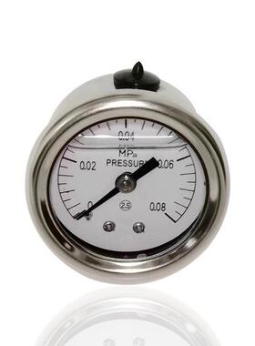 供应全不锈钢压力表不锈钢304轴向横装充油耐震YNBF40Z 0.08MPA