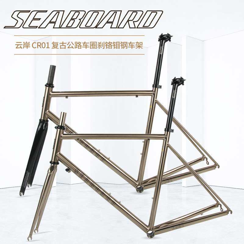 Seaboard云岸CR01公路自行车钢架车架V01升级版拉丝银色碳纤前叉