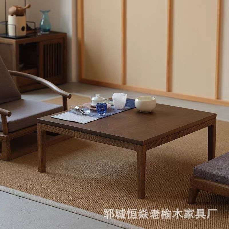 老榆木方桌榻榻米小飘窗茶几实木矮桌子简约日式炕桌和室茶几桌