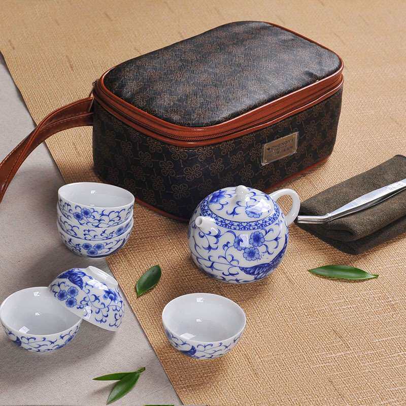 成艺工厂简易出门旅行茶具小套装家用车载酒店收纳陶瓷茶具玻璃杯