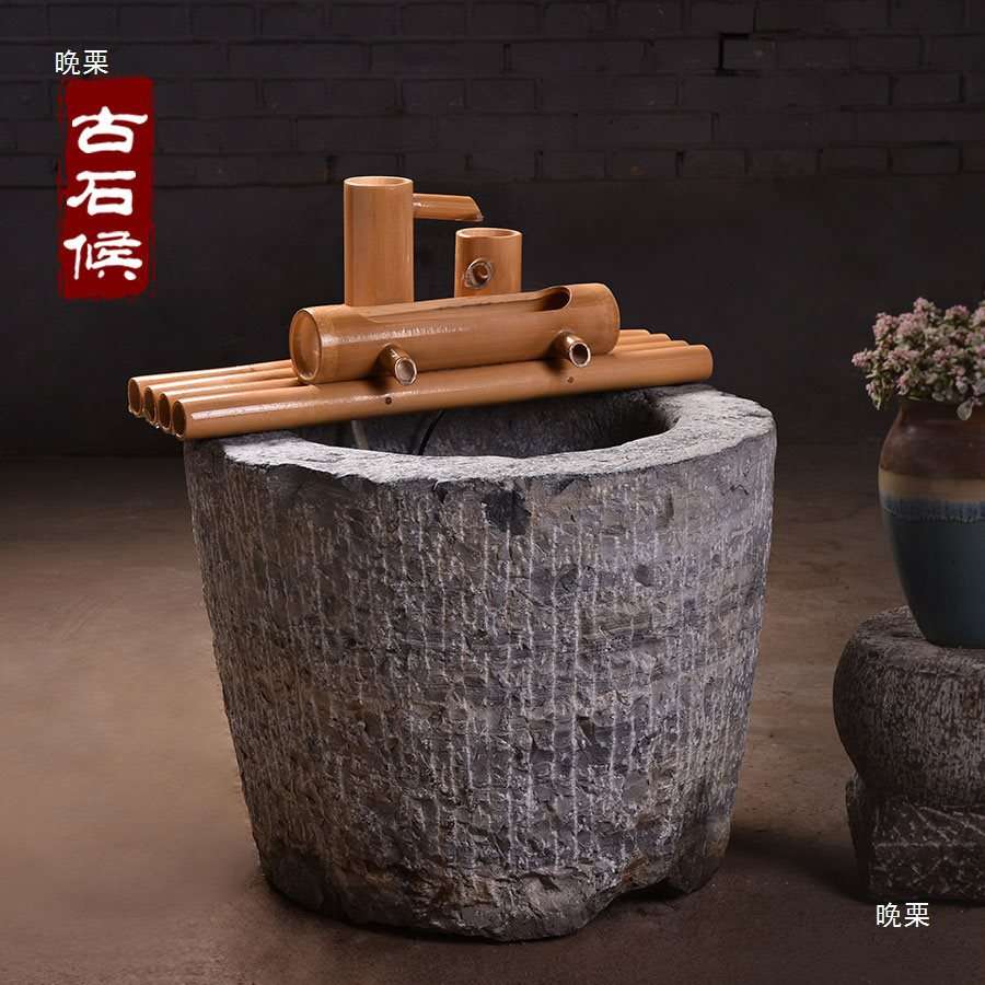 旧石器碓窝石臼家用老式捣米臼石缸石盆鱼缸花盆庭院摆件仿古装饰