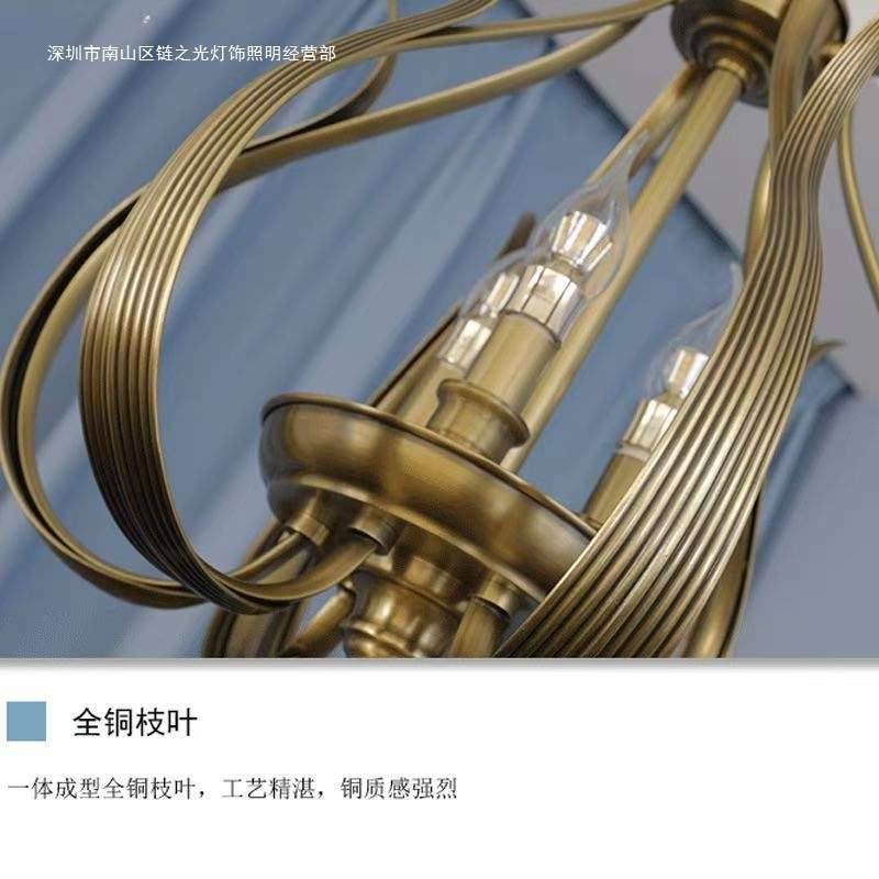 美式过道全铜吊灯别墅餐厅书房楼梯灯复式楼卧室门口入户玄关吊灯