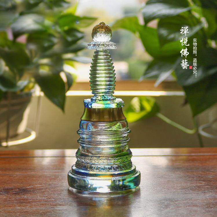 手工古法琉璃佛塔供奉宝塔嘎当塔噶琉璃舍利塔仿古摆件礼盒包邮
