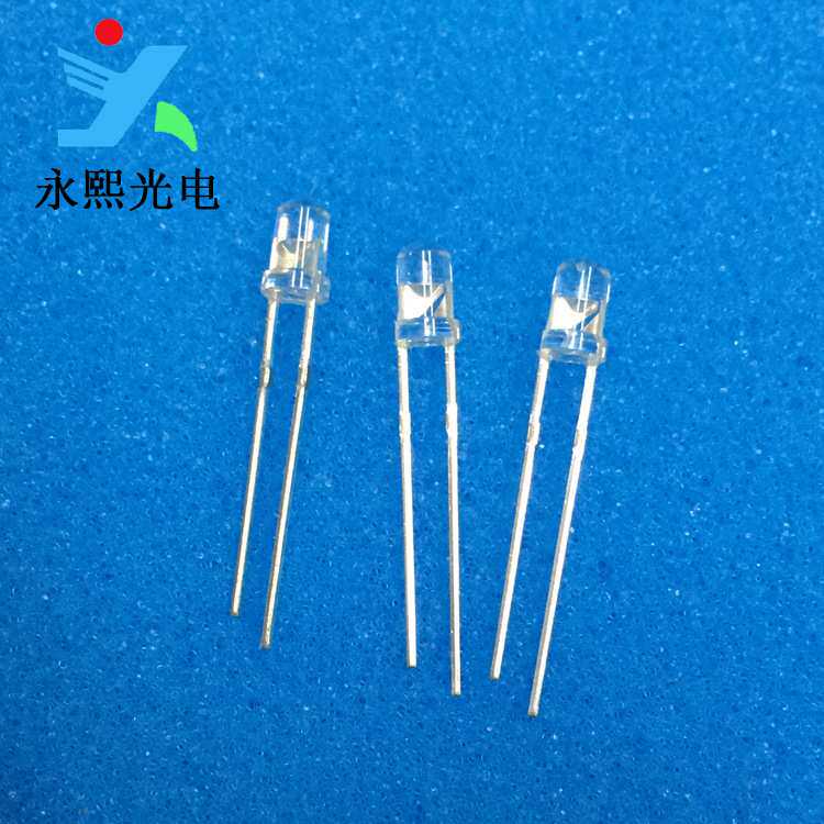 3MM短脚白发黄色led灯珠发光二极管 大芯片黄灯 超高亮反极黄光