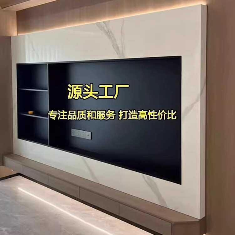 客厅不锈钢电视壁龛嵌入式置物架85寸钢板柜内嵌金属柜背景墙展柜
