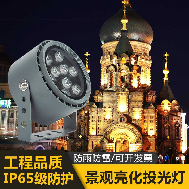 led投光灯草坪灯圆形户外防水庭院灯30W酒店花园林照树射灯插地灯