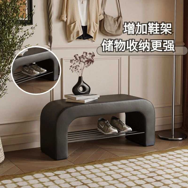 简约入户换鞋凳皮面家用穿鞋凳可坐鞋架客厅沙发长条凳卧室床尾凳