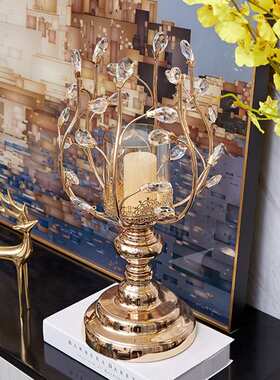 欧式蜡烛台水晶金属烛台餐桌烛光晚餐道具crystal candle holder