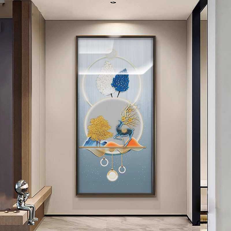玄关装饰画客厅高档手工钉子绕线画成品实物画走廊过道正对门挂画