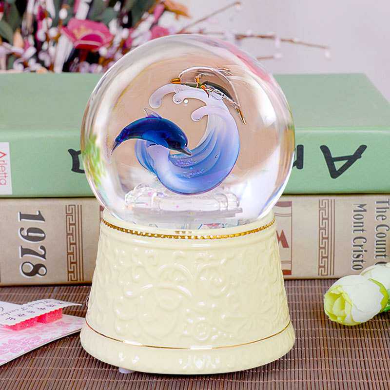玻璃摆件工艺品 水球水球摆件雪球 海豚陶瓷水晶球