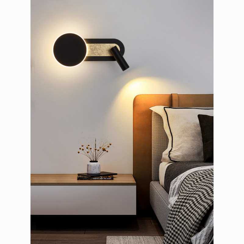 壁灯简约现代卧室床头灯带射灯北欧创意楼梯客厅背景墙壁灯带开关