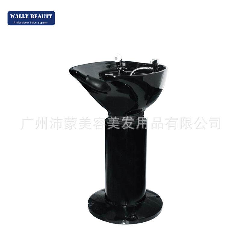 出口发廊立式轻巧型玻璃钢柱体冲水槽可前后调节黑白色陶瓷洗头盆