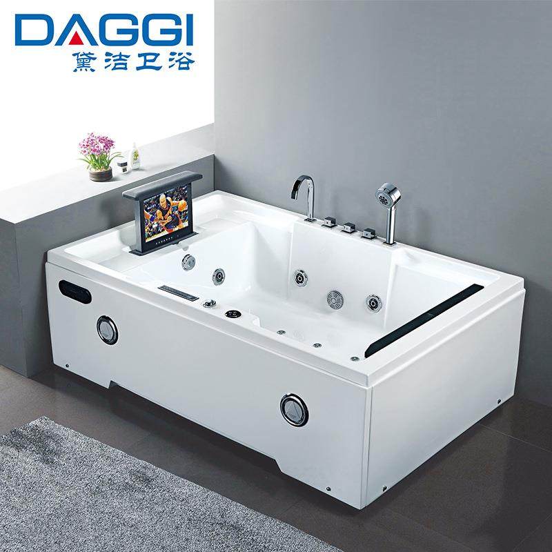 按摩浴缸别墅亚克力冲浪方形双人浴缸多功能裙边靠墙浴池jacuzzi
