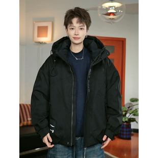 冬季新款男女同款白鸭绒潮流百搭时尚保暖羽绒服连帽防寒冲锋衣