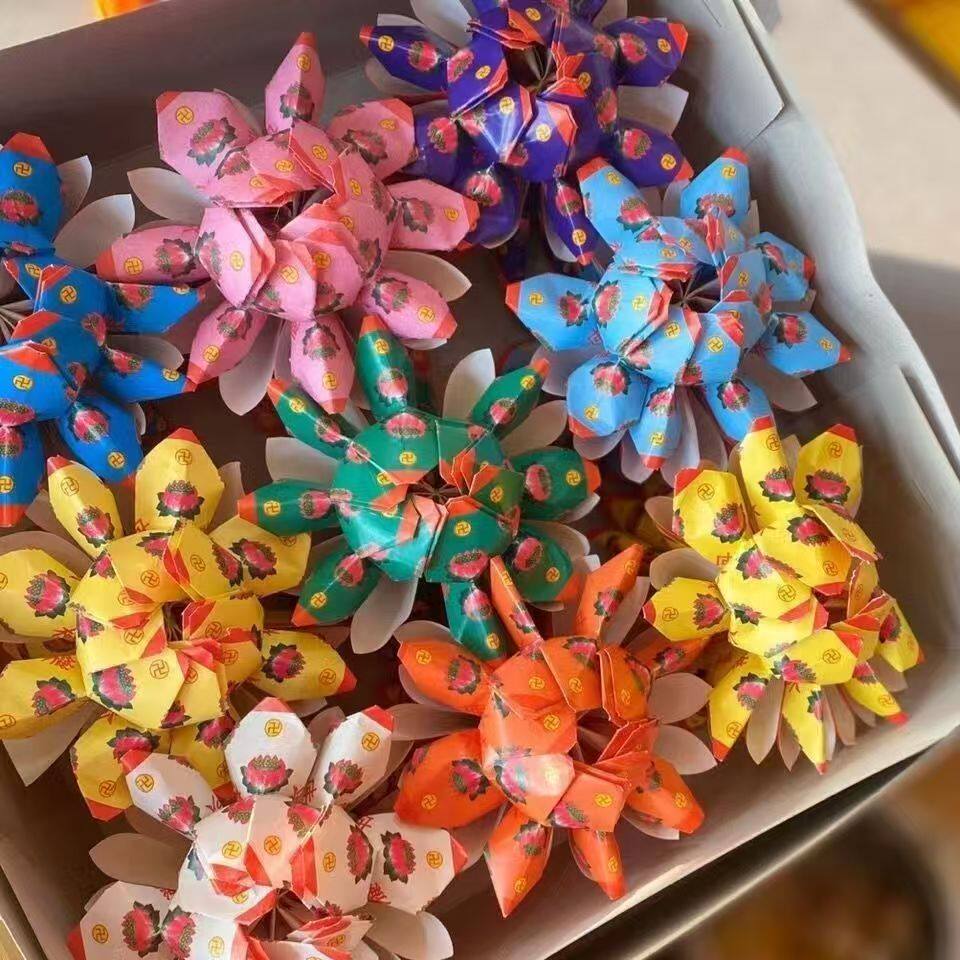 厂家祭祀用品九朵莲花烧纸纸扎祭祖纸品九转莲花聚宝盆莲花盆