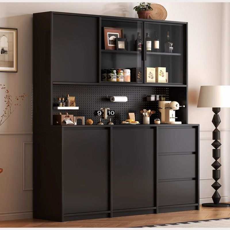 洞洞板中古复古餐边柜靠墙一体家用咖啡机厨房客厅酒柜置物架橱柜