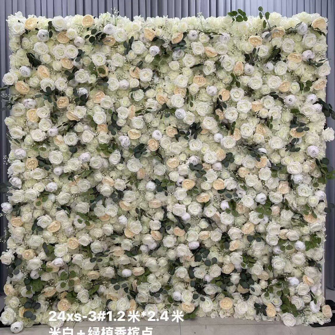 白色花墙布底3D立体渐变仿真花墙背景墙婚庆婚礼布置道具网红装饰