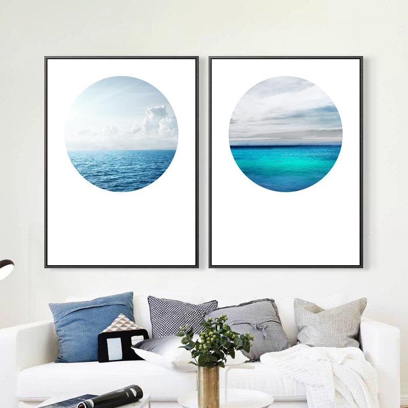大海风景画客厅地中海现代装饰画简约沙发背景壁画卧室办公室挂画