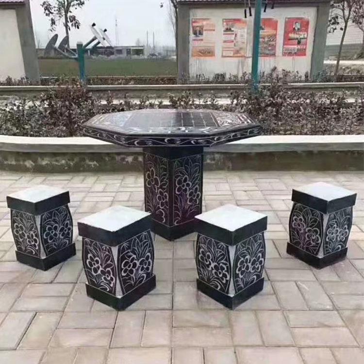 仿古石桌石凳石雕圆桌子 青石石头桌子茶几 户外庭院石桌椅摆件
