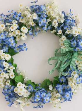 仿真花环装饰花婚礼背景婚庆新房门饰挂饰花环装饰花艺蓝色