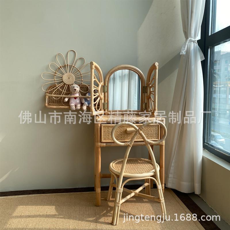 ins新款儿童韩式卧室真藤梳妆台儿童房家具女孩生日礼物过家家