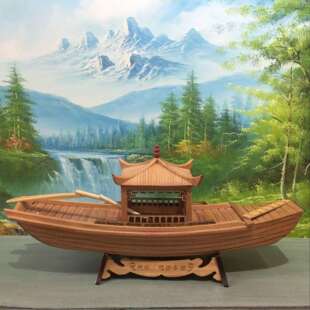 江南水乡漕运船手工木船做旧船模型办公室家居客厅装饰收藏礼品