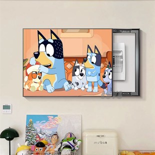 Bluey布鲁伊电表箱装饰画风客厅玄关遮挡箱上方挂画配电箱定制