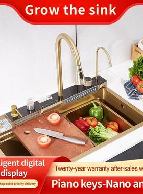 Waterfall Kitchen Sink,304 Stainless Steel Workstation Sink