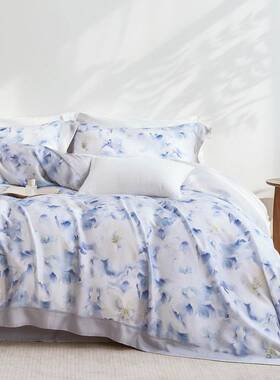 Libon线下专柜2025新款天丝数码印花四件套床上用品床单被套