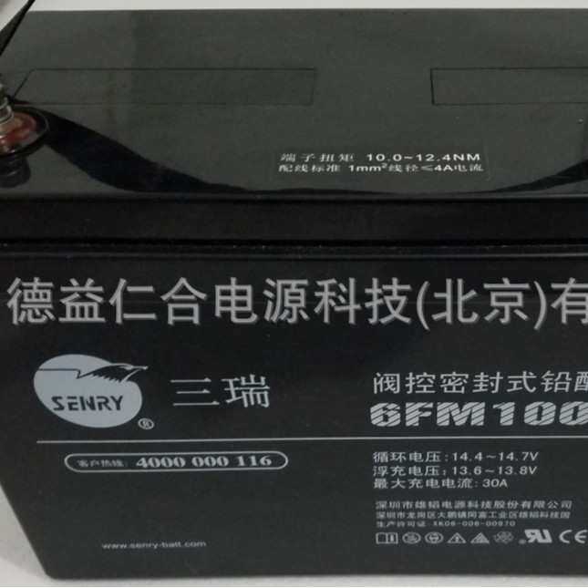 三瑞蓄电池6FM100 12v100AH铅酸蓄电池