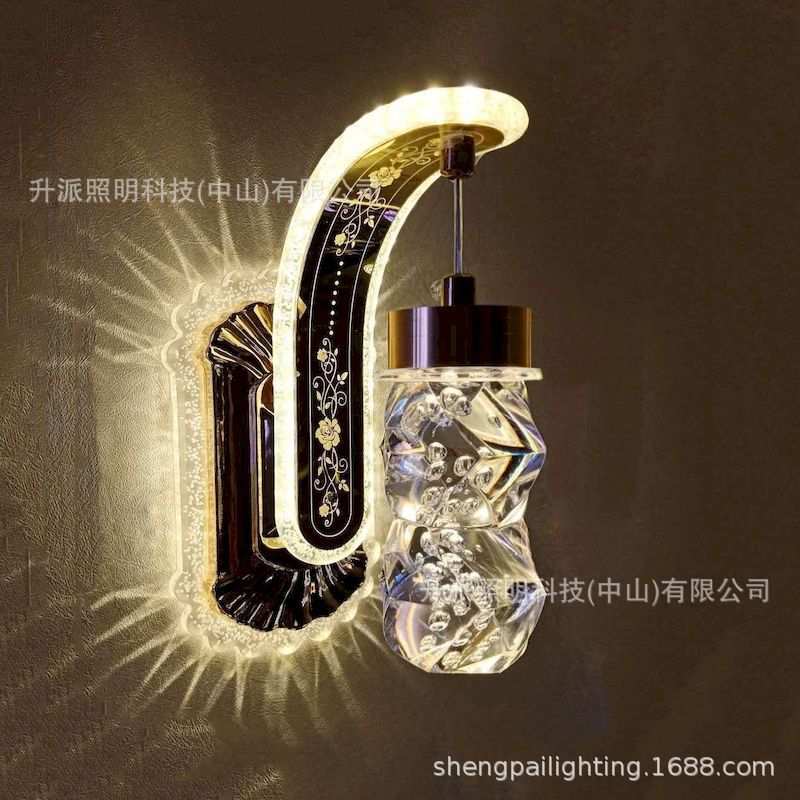 中山工厂椭圆形亚克力壁灯 灯臂发光小夜灯 酒店卧室挂壁式床头灯