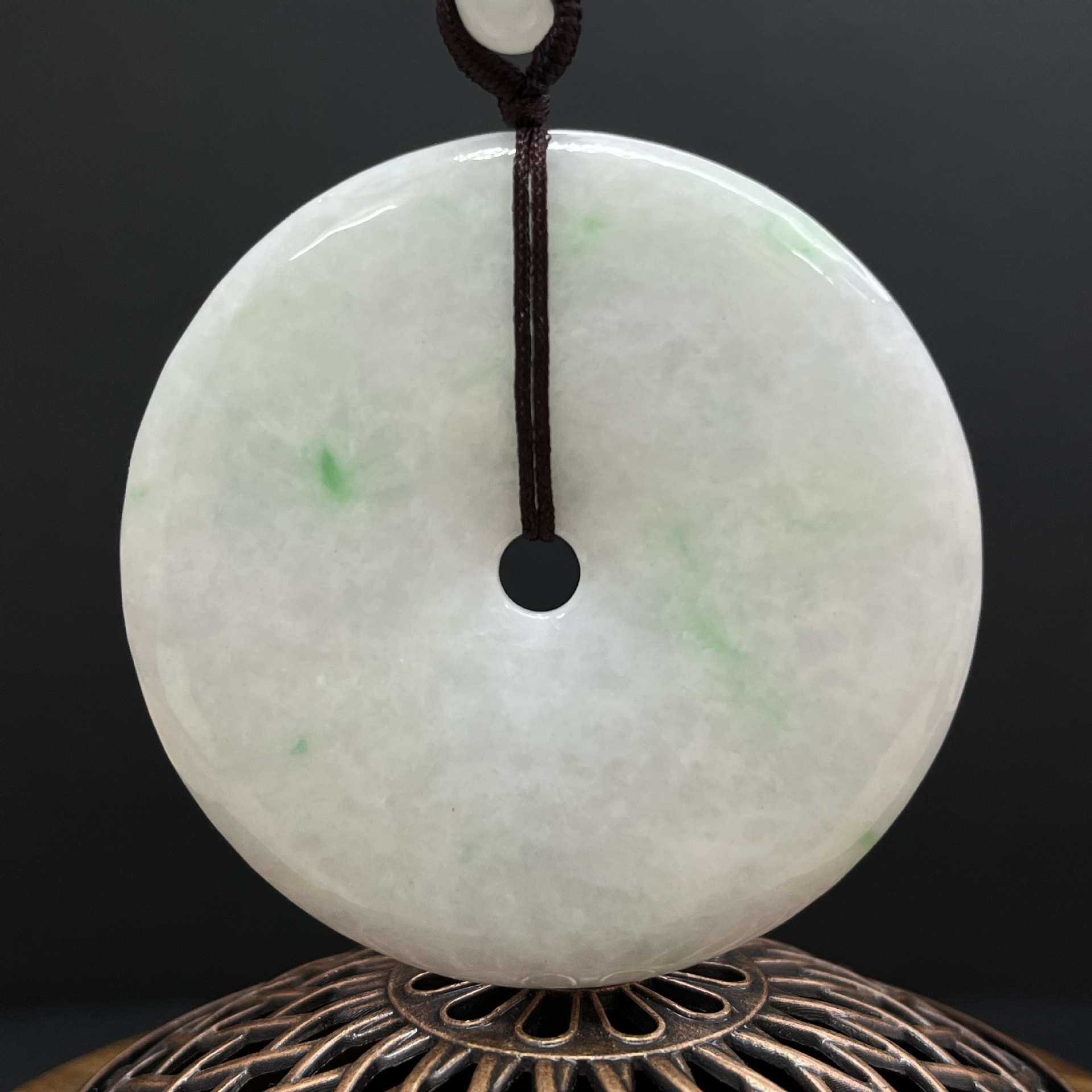 缅甸玉翡翠平安扣吊坠 A货 挂件金钱扣翠玉项坠玉器工艺品