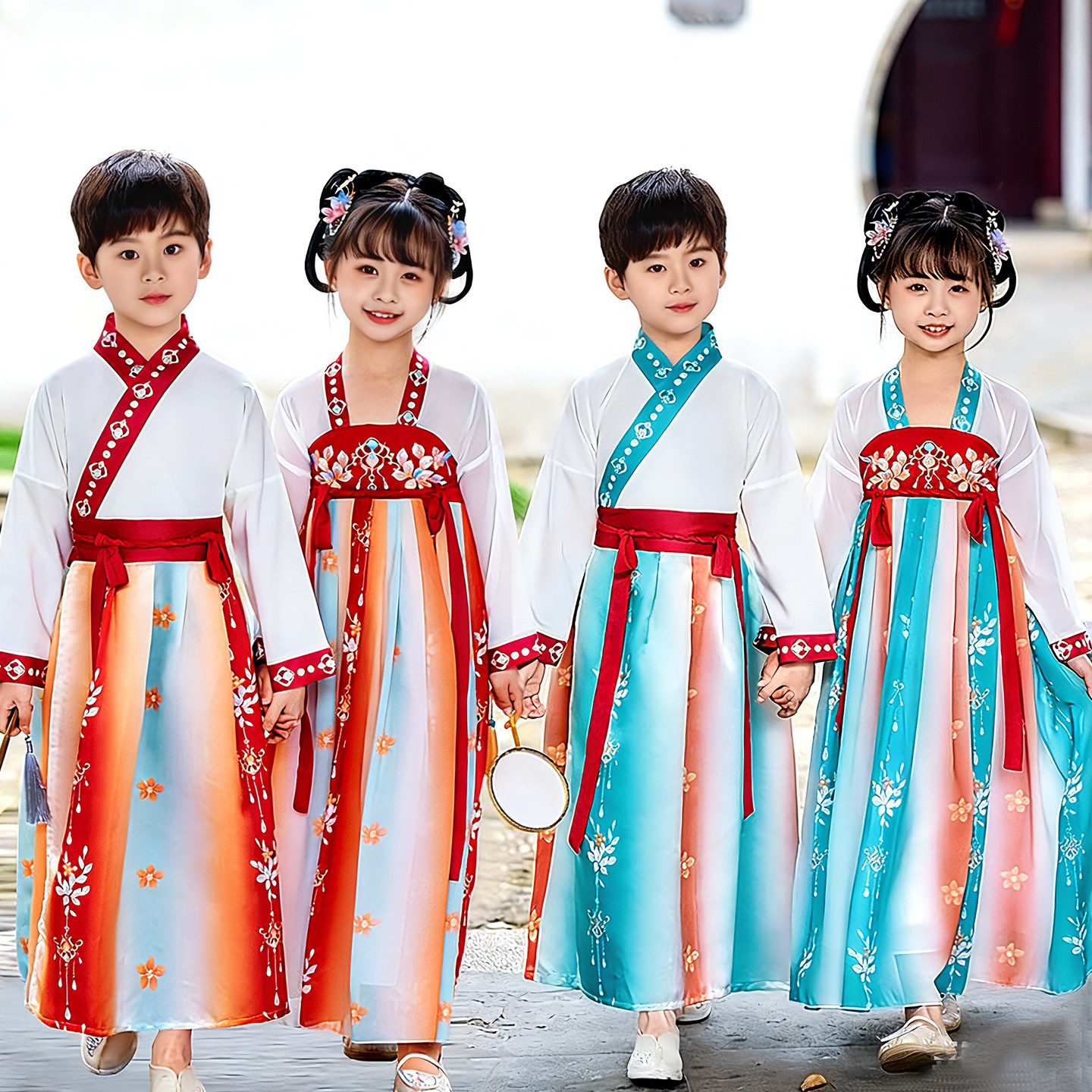 儿童国学服男童古装汉服国学女童小学生表演服三字经书童演出服装